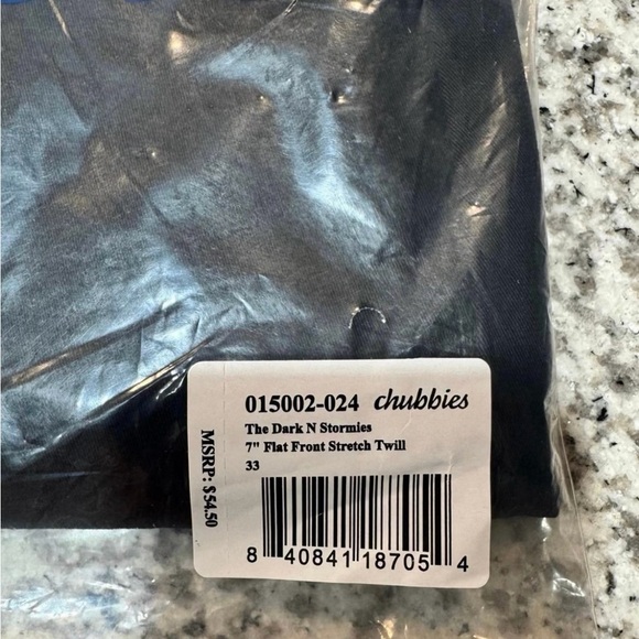 Chubbies Chino short 7” size 33, Dark N Stormies, Black, Flat Front - Picture 2 of 5